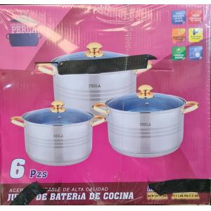 Batería PERLA 6 pzas Acero Inox. Mod: JUANITA