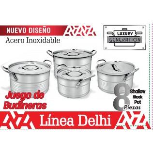 Juego 4 ollas con Tapa Acero Inox. DELI Mod: SHALLOW GHW0888