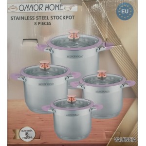 Juego de Ollas 8 pzas Acero Inox. ONNOR HOME Mod: VALENCIA