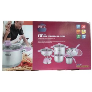 Batería 12 pzas Tapa Cristal con Silicon PERLA Mod: VIRGINIA