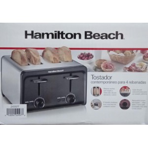 Tostador 4 Rebanadas negro/plata Hamilton Beach MOD: 24997f