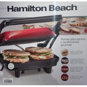Parrilla Panini Prensa Rojo Hamilton Beach Mod: 25462MN