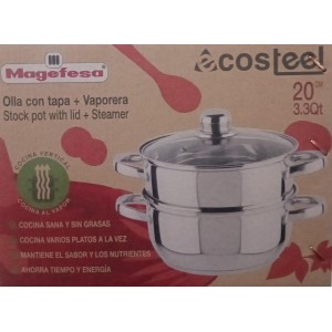 Olla con Vaporera Acero inoxidable 3.3QT Ecosteel MAGEFESA Mod: PXHMOST